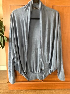 prAna Batwing Cardigan Women’s Medium Draped Open Front Infinity Hem Blue